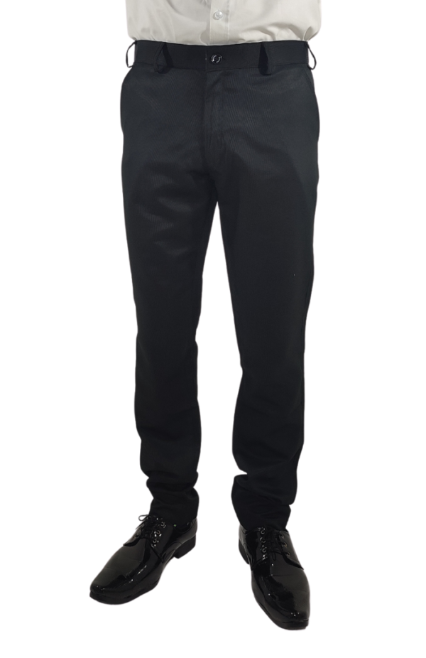 Men's Black Comfort Slim Fit Low-Rise Formal Trouser