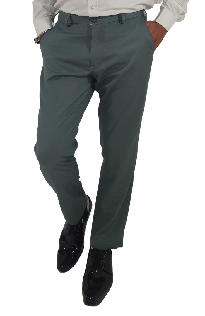 Men's Grey Solid Formal Trousers